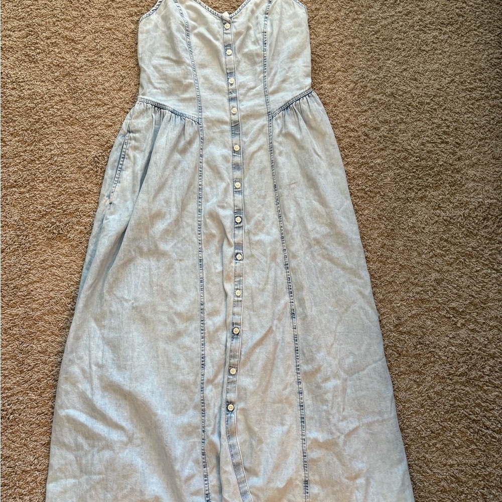 GAP Light Blue Button-Down Maxi Dress
